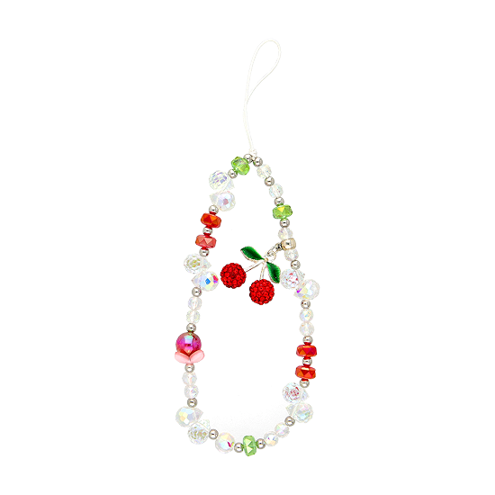 Crystal Cherry Beaded Phone Charm Strap