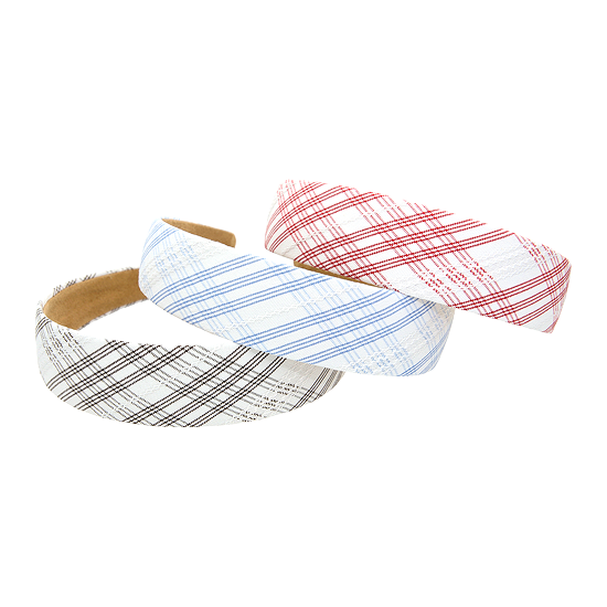 Plaid Pattern Fabric Headband set of three