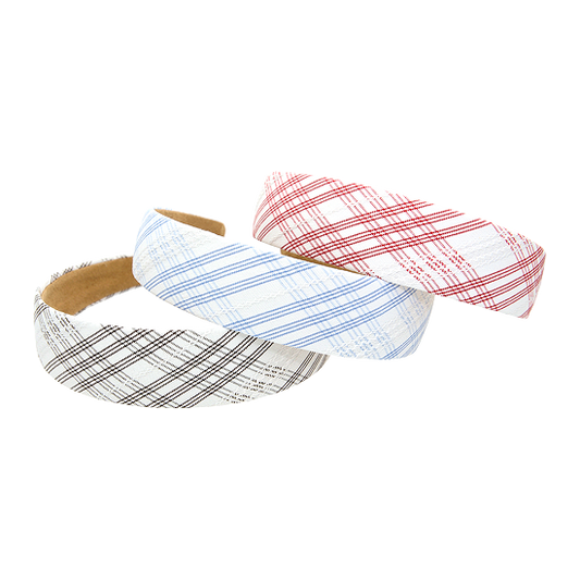 Plaid Pattern Fabric Headband set of three