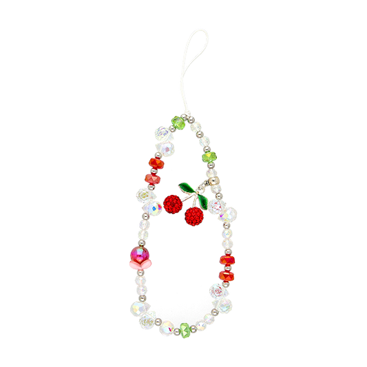 Crystal Cherry Beaded Phone Charm Strap
